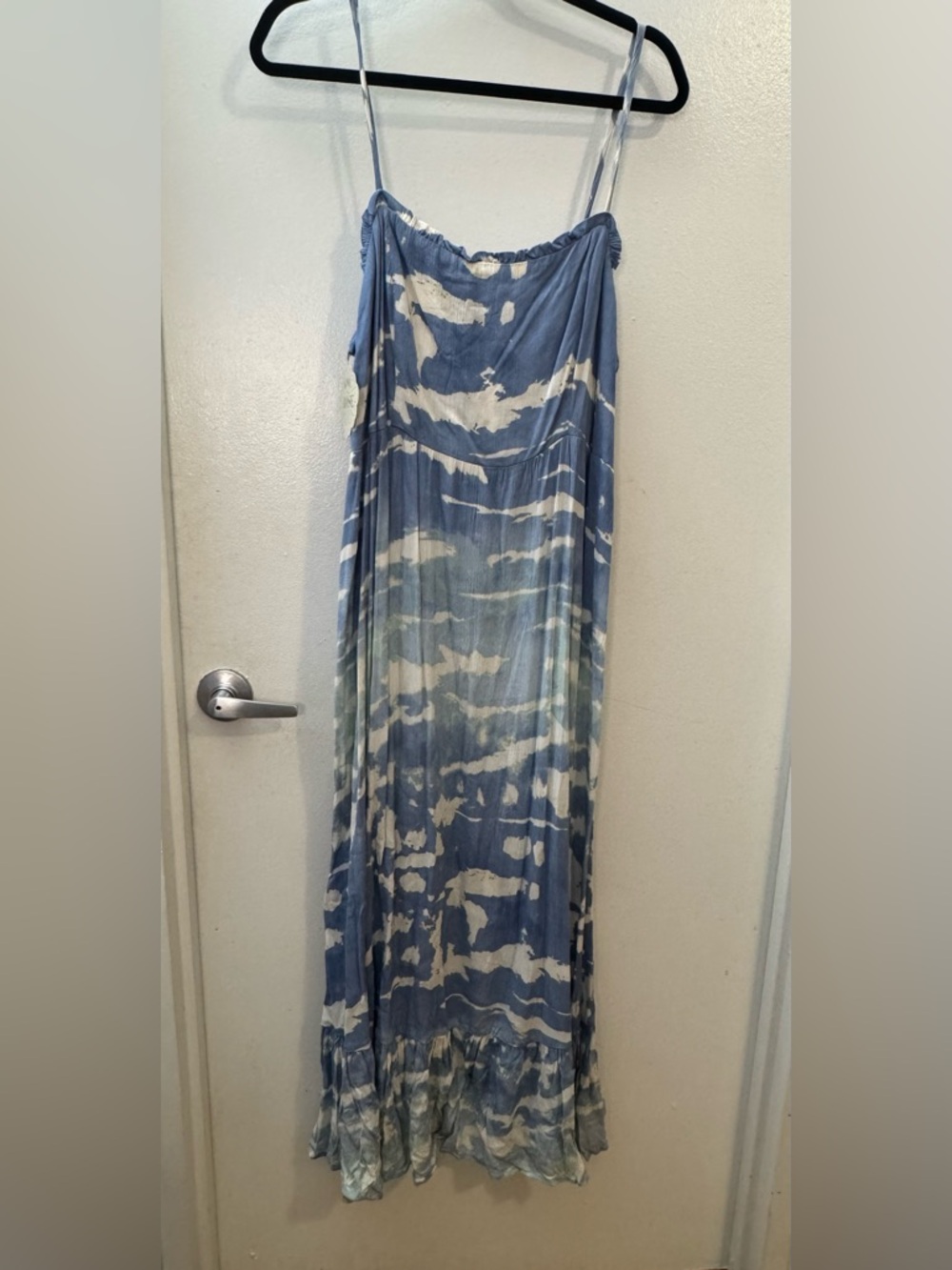 Blue Print Spaghetti Strap Maxi Dress